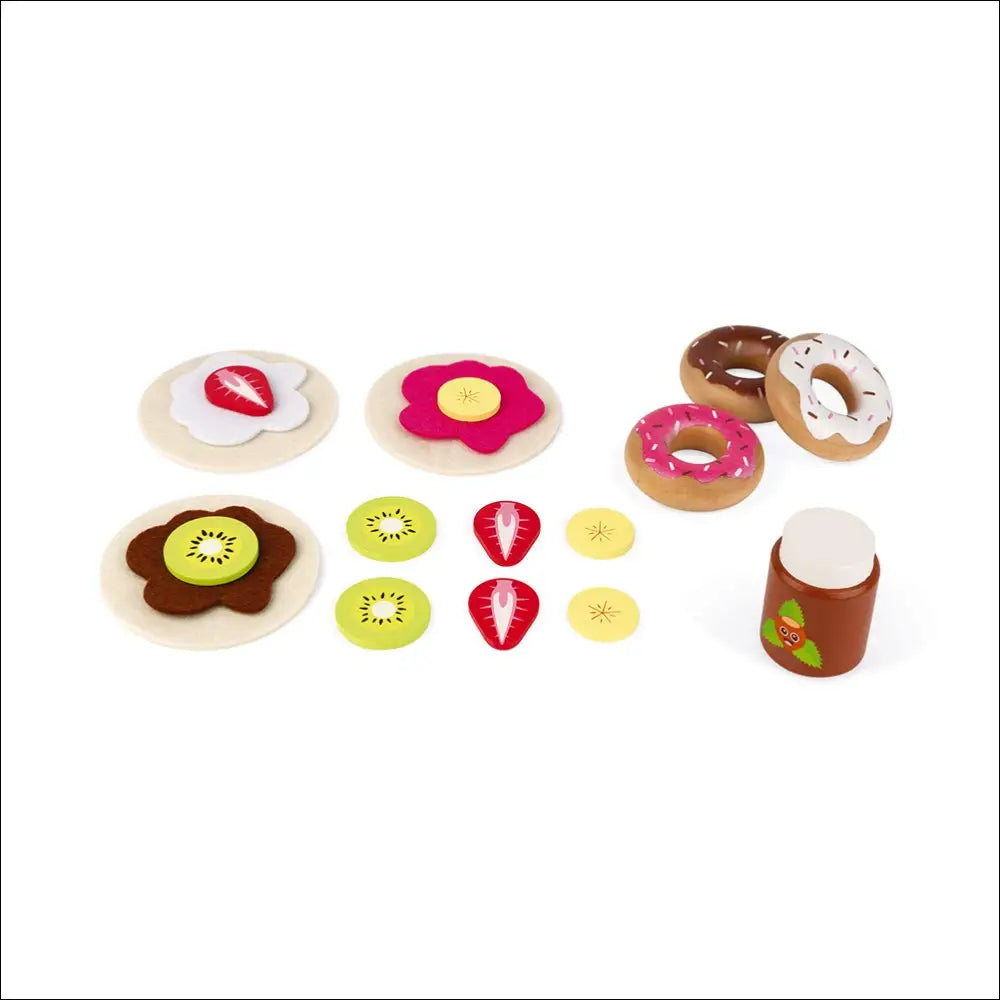Colección de juguetes de comida con frutas y donuts para Cocinitas Janod