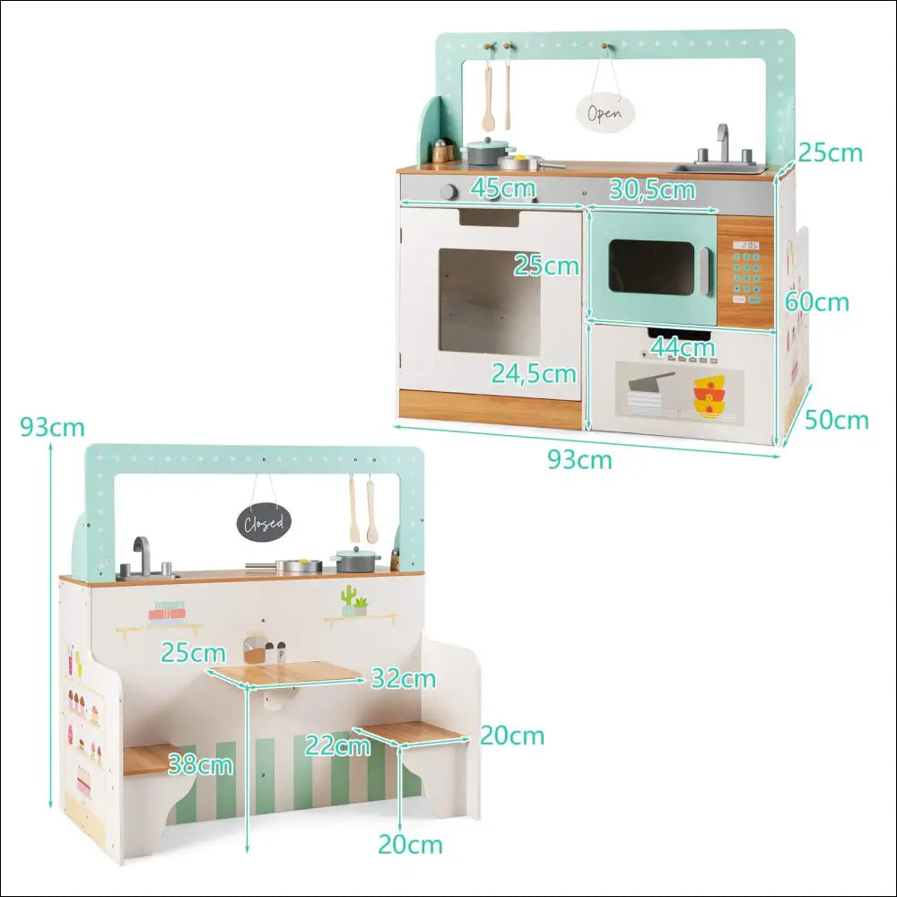 Cocinita Wix Verde, set de cocina infantil en verde menta y blanco para pequeños chefs