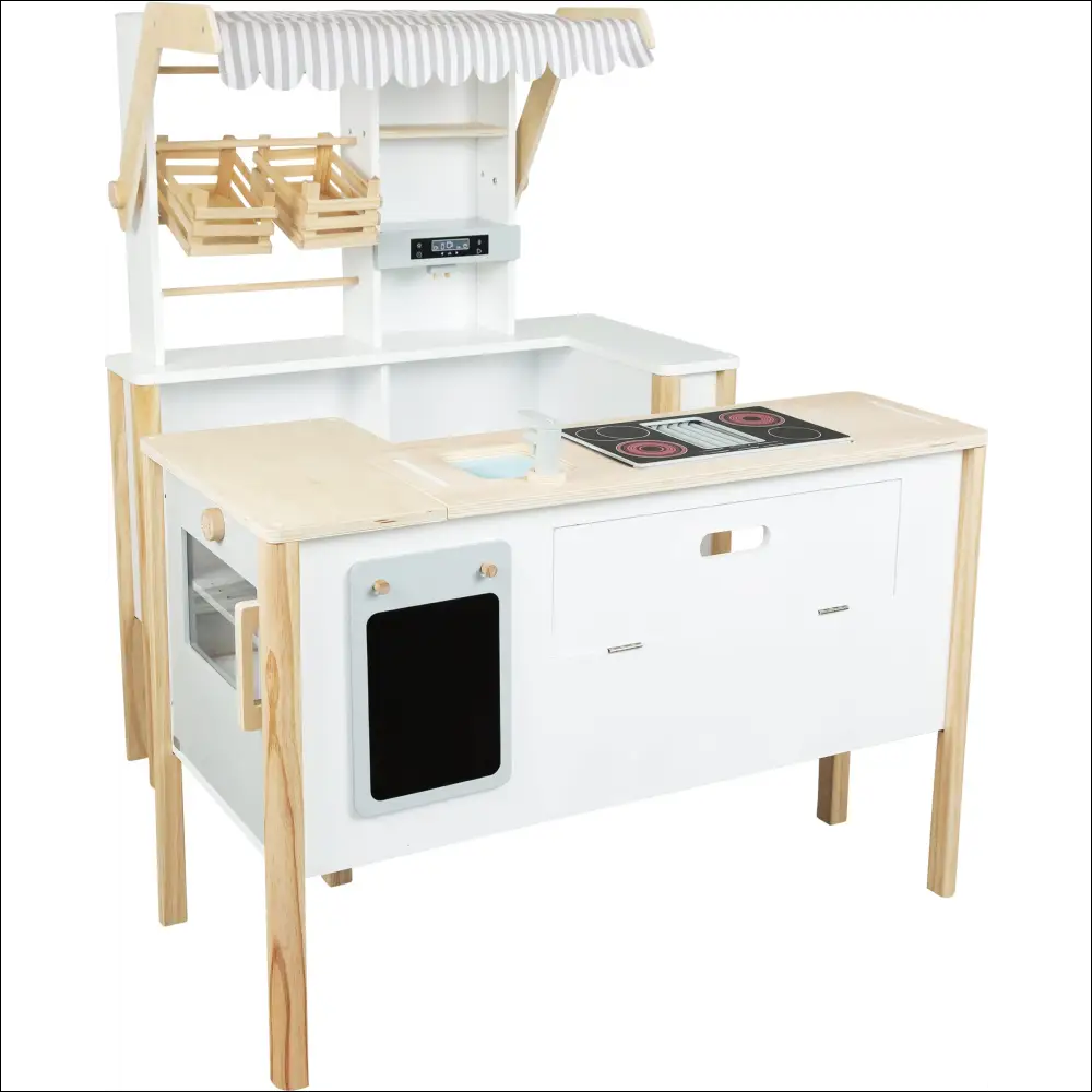 Cocina infantil de madera blanca en la Tienda-Cocina Small Foot para creatividad