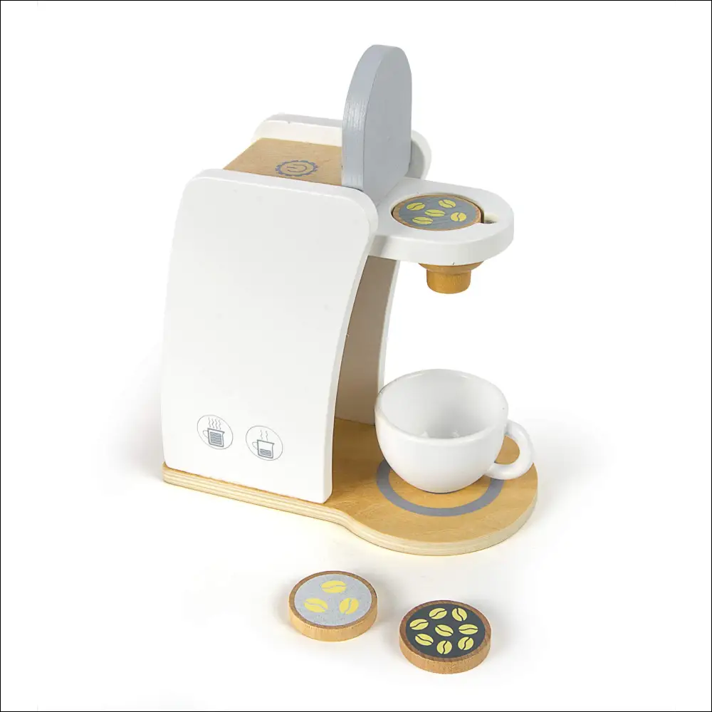 Juego de Cocina Infantil Leomark Gris con Madera Cafetera y Licuadora - Juguete