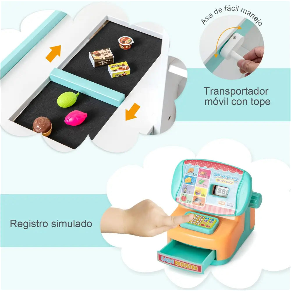 Toy cash register with colorful buttons for Supermercado de Madera Costway