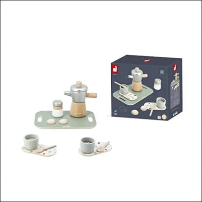 Cafetera Italiana de Juguete, juego de café de madera con accesorios para niños