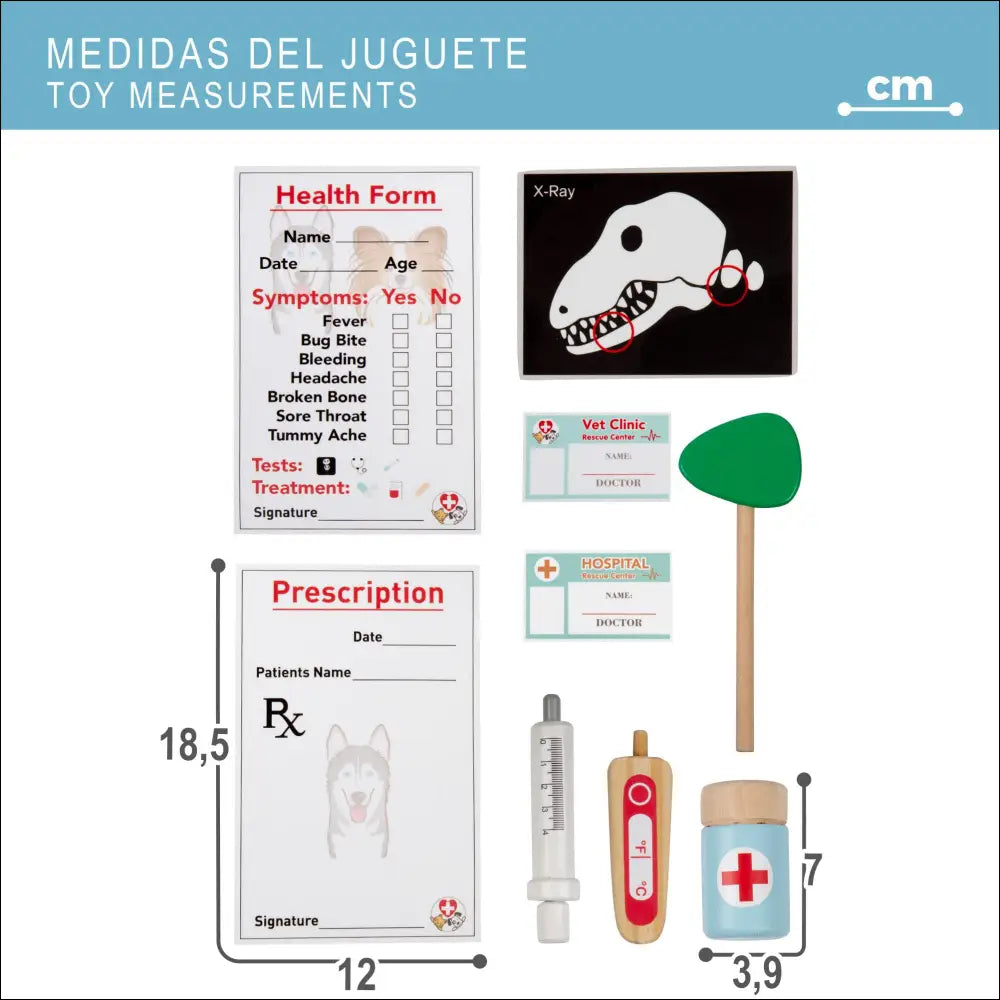 Set de instrumentos médicos para el centro veterinario WOOMAX, juguetes de madera para niños