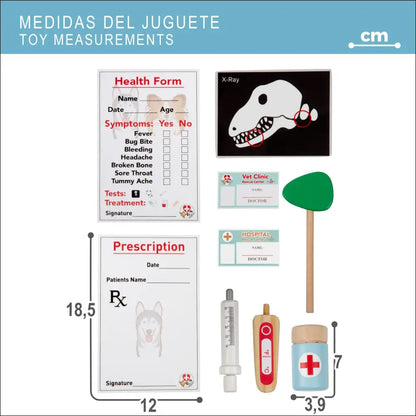 Set de instrumentos médicos para el centro veterinario WOOMAX, juguetes de madera para niños