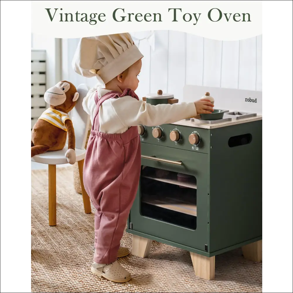 Cocina Infantil Retro con la Estufa de Juguete Robud en Verde - Juguete