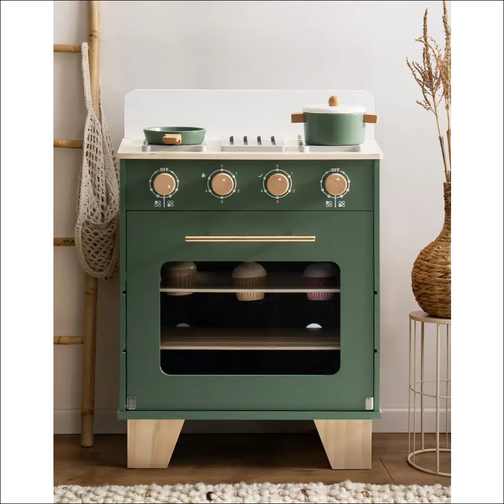 Cocina Infantil Retro con la Estufa de Juguete Robud en Verde - Juguete