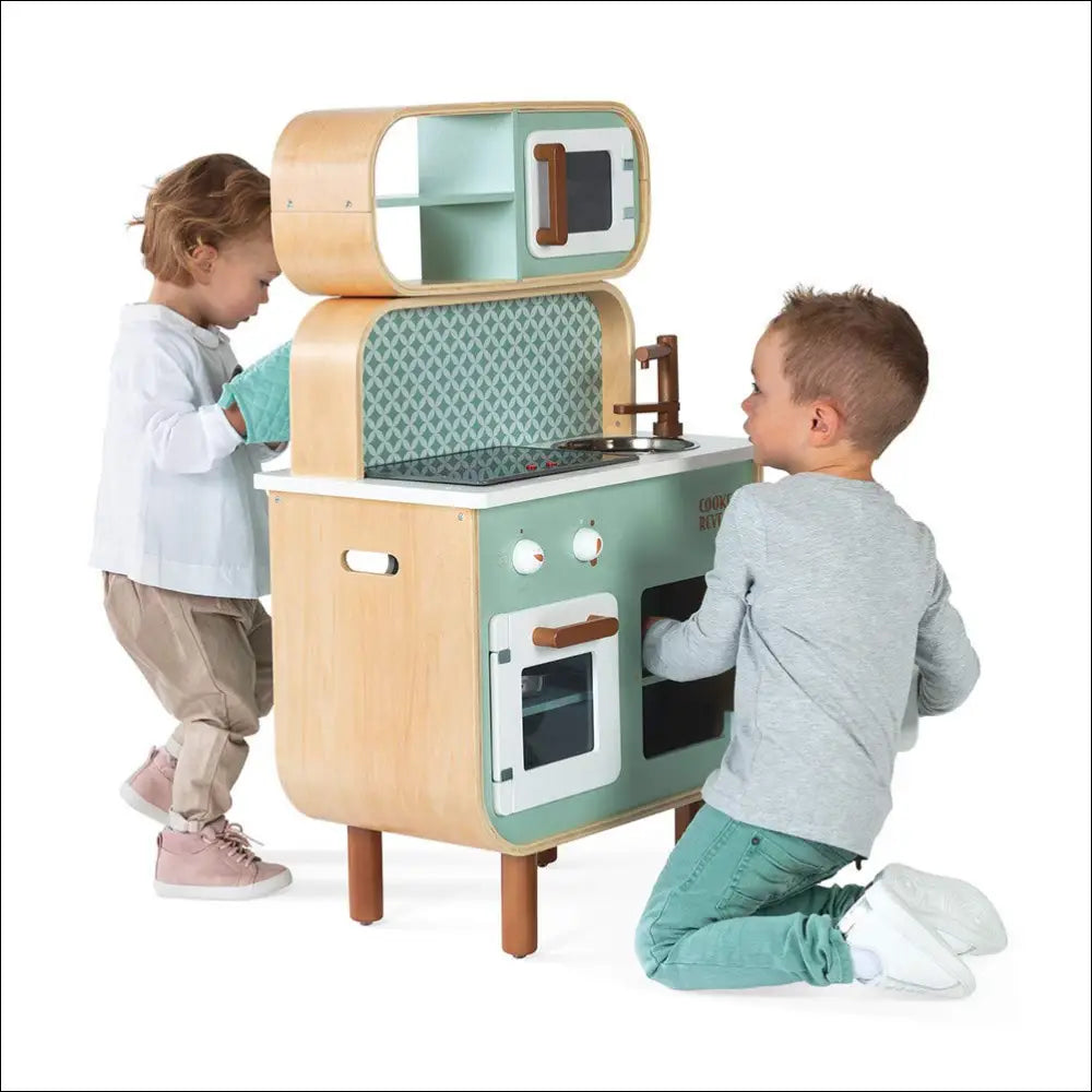 Cocinita de Madera de Doble Cara para Desarrollar Creatividad Infantil - Juguete