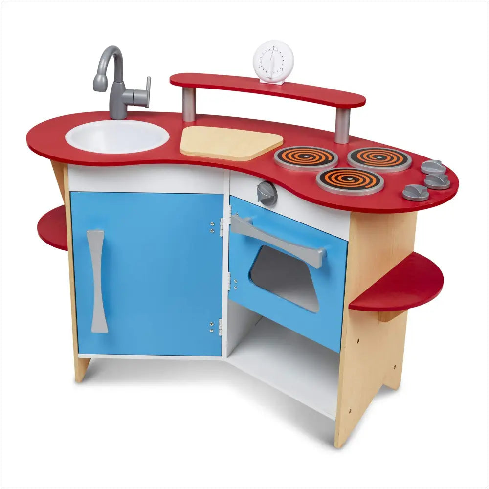 Cocinita El Rincon del Cocinero, colorida cocina de madera para niños con fregadero y estufa