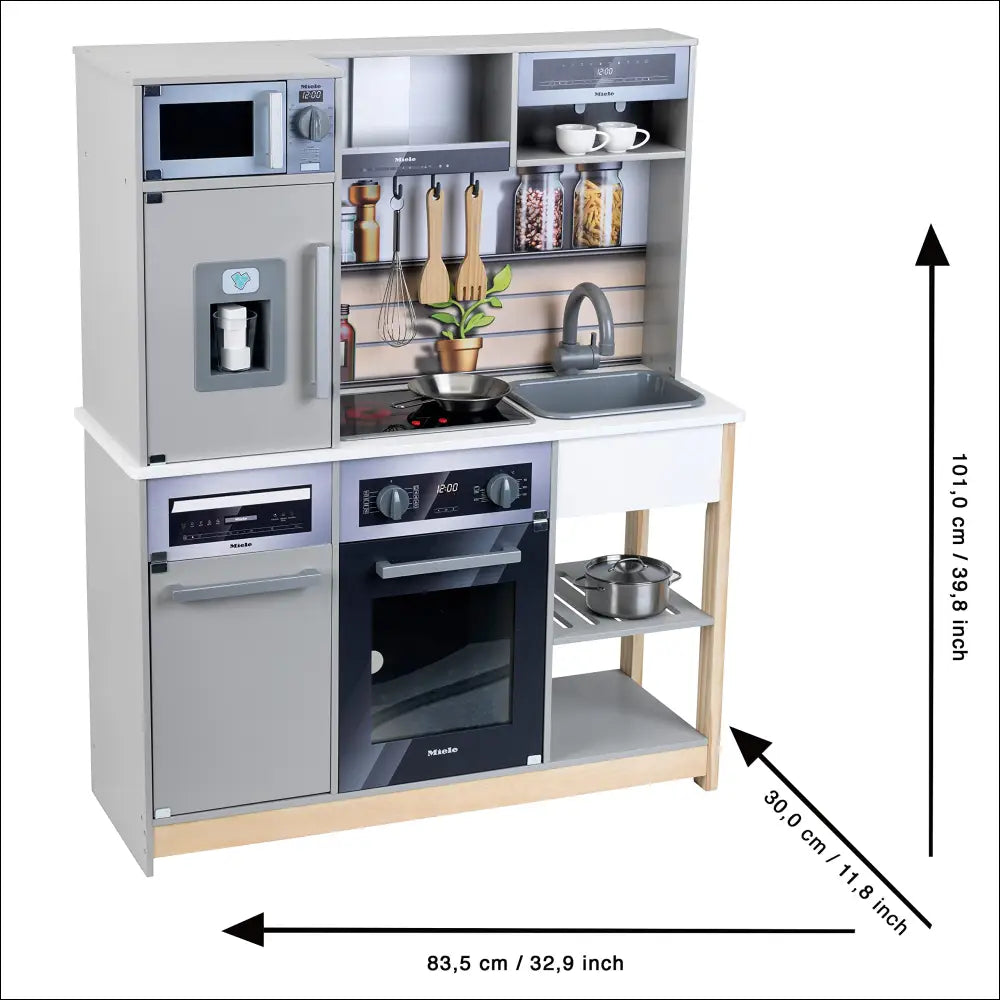 Cocinita Familiar Miele con electrodomésticos, estantes y accesorios para jugar