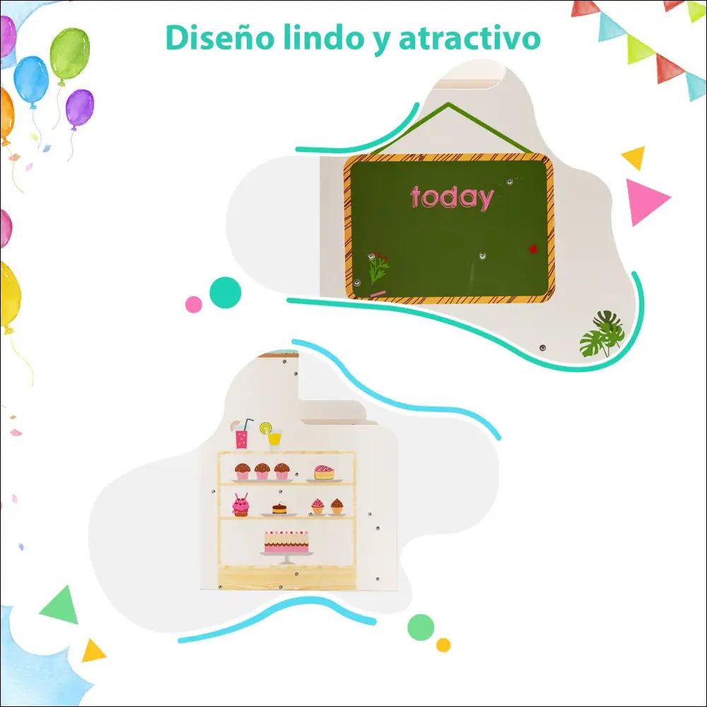 Cocinita Wix Verde con miniaturas de postres en exhibición en una cocina de juguete