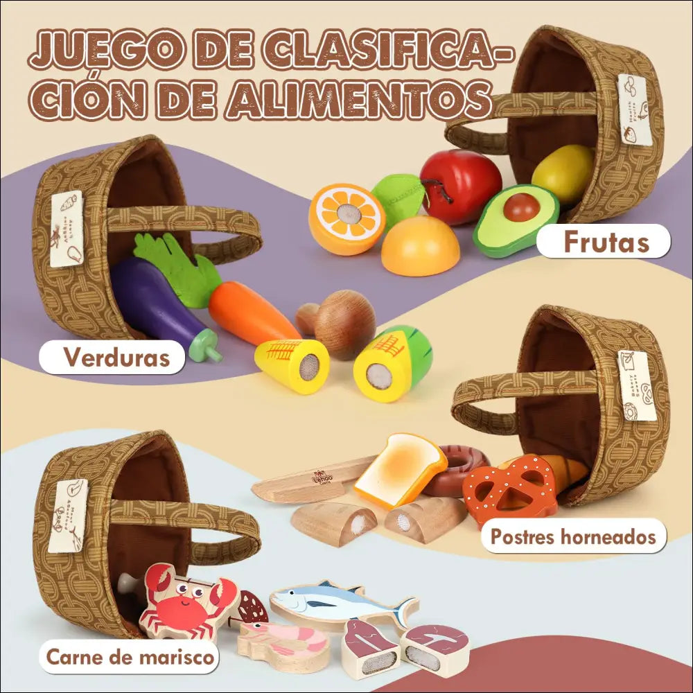 Juego de clasificación de alimentos con cestas y juguetes Lehoo Castle para aprender