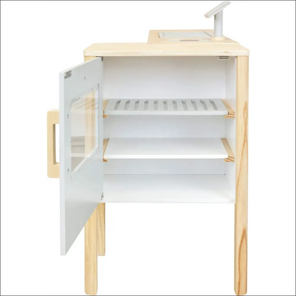 Refrigerador de madera abierto con estantes en la Tienda-Cocina Small Foot
