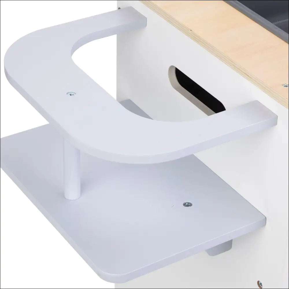 Estante curvado de plástico blanco del Hospital para Animales Mamabrum en madera