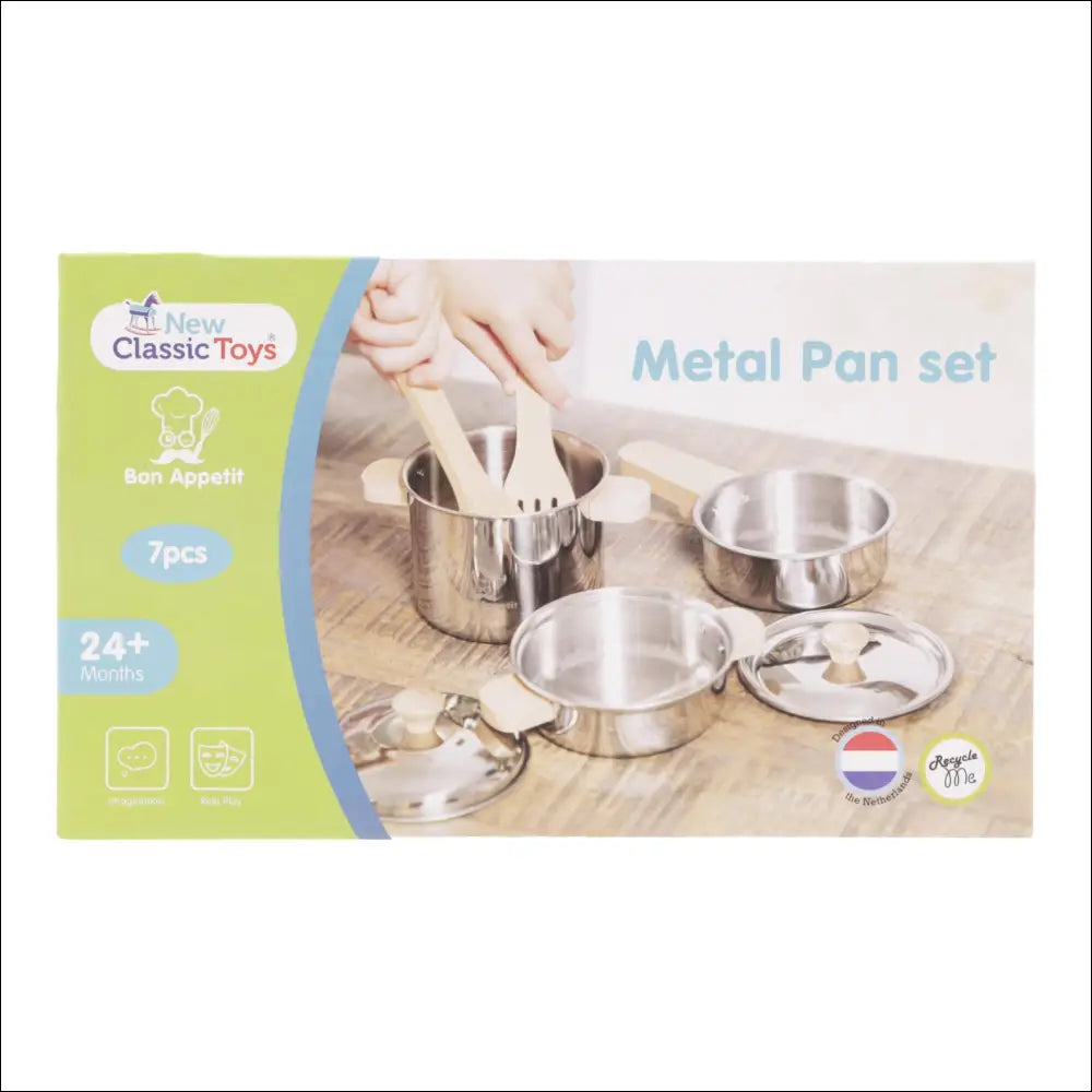Juego de Cacerolas de Madera y Metal para Pequeños Chefs de New Classic Toys