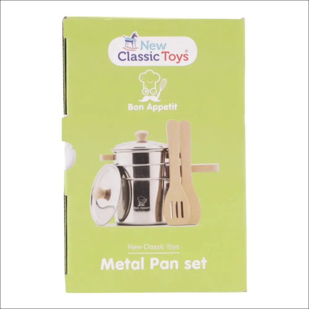 Juego de Cacerolas de Madera y Metal para Pequeños Chefs de New Classic Toys