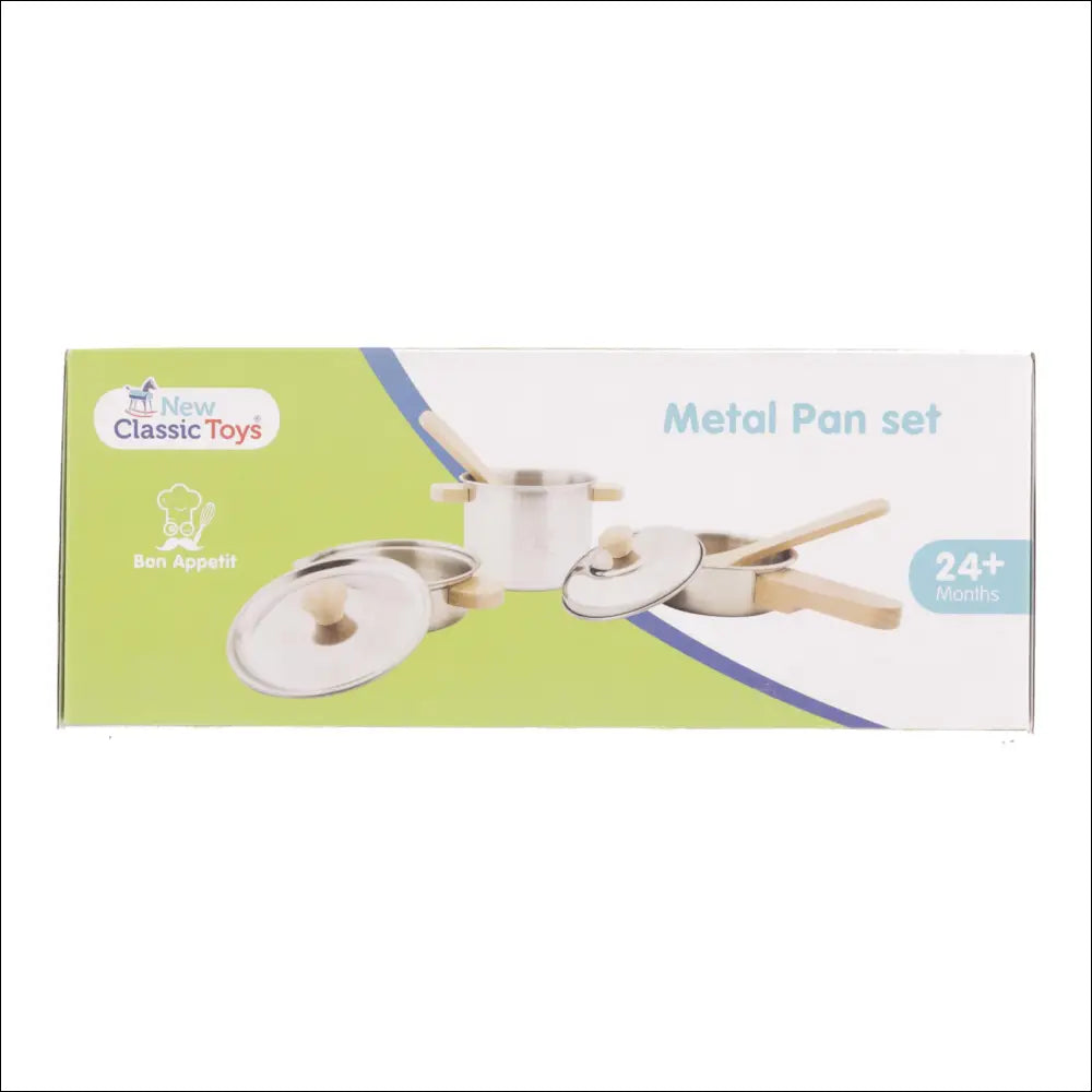 Juego de Cacerolas de Madera y Metal para Pequeños Chefs de New Classic Toys, habilidades culinarias temprana edad