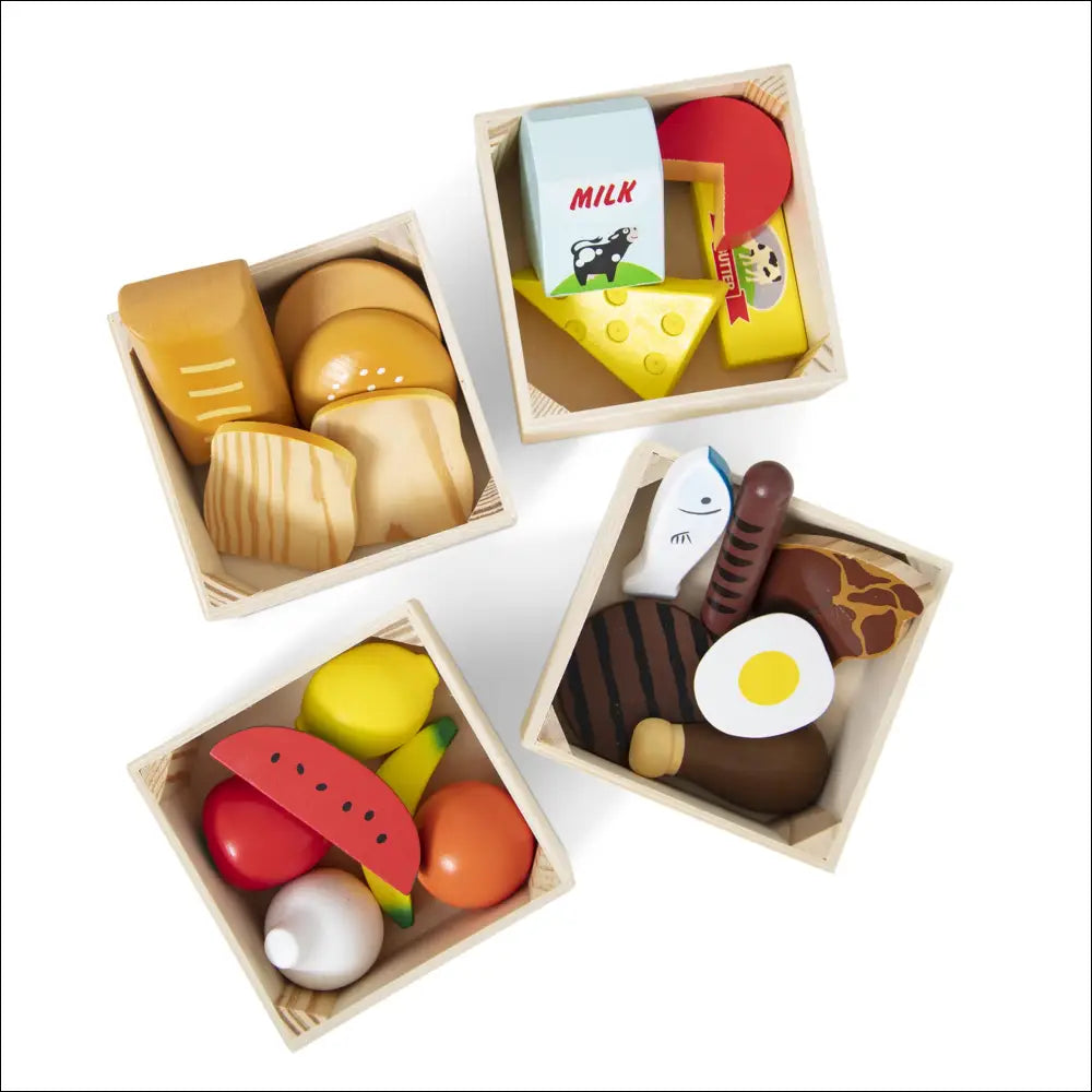 Set de Comida de Madera Melissa & Doug con alimentos en cajas compartimentadas