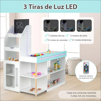 Cocinitas de madera en Supermercado de Madera Costway con luz LED y almacenamiento