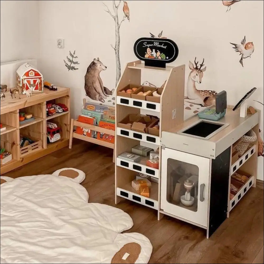 Cocina de juguete Tienda de Verduras Mamabrum en madera con múltiples compartimentos