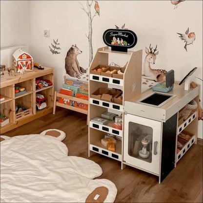 Cocina de juguete Tienda de Verduras Mamabrum en madera con múltiples compartimentos
